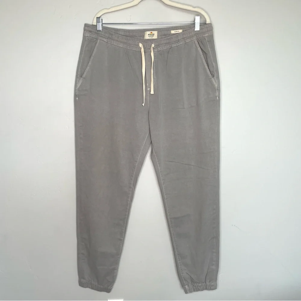 Marine Layer Men’s Saturday Jogger Pants‎ Slim Fit Gray Size XXL Chino NEW